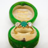9ct Gold, 0.6ct Emerald & Spinel Set Dress Ring Vintage c1980 Birmingham