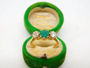 9ct Gold, 0.6ct Emerald & Spinel Set Dress Ring Vintage c1980 Birmingham