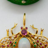 Victorian 18ct Gold, Diamond, Ruby, Emerald, Opal Insect or Bug Pendant Antique