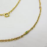 Gold on Sterling Silver Colourful Enamel Fancy Link Necklace Vintage c1960 23"