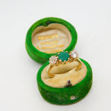 9ct Gold, 0.6ct Emerald & Spinel Set Dress Ring Vintage c1980 Birmingham