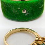 9ct Gold, 0.6ct Emerald & Spinel Set Dress Ring Vintage c1980 Birmingham
