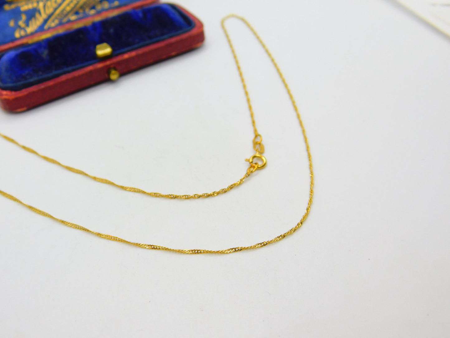 18ct Yellow Gold Singapore Link Chain Necklace Vintage c1970 18" Length