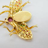 Victorian 18ct Gold, Diamond, Ruby, Emerald, Opal Insect or Bug Pendant Antique