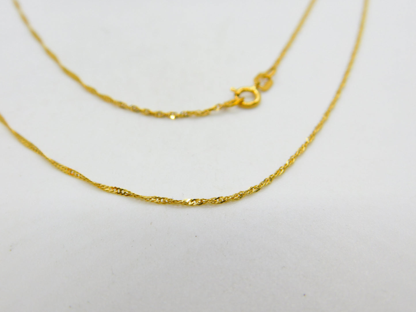 18ct Yellow Gold Singapore Link Chain Necklace Vintage c1970 18" Length