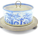 Early Moorcroft Florian Ware Butter Dish Silver Plate Stand Antique c1900