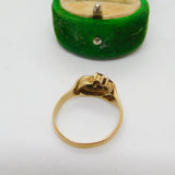 14ct Gold, Ruby & 0.1ct Diamond Floral Spray Band Ring Vintage c1970