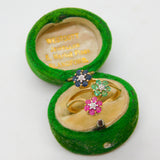 9ct Yellow Gold, Sapphire, Emerald, Ruby & Diamond Floral Ring Vintage 1990
