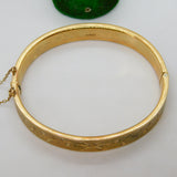 9ct Yellow Gold Floral Pattern Bangle Bracelet Vintage 1972 Birmingham