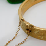 9ct Yellow Gold Floral Pattern Bangle Bracelet Vintage 1972 Birmingham