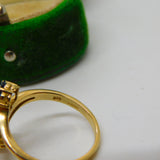9ct Yellow Gold, Sapphire, Emerald, Ruby & Diamond Floral Ring Vintage 1990