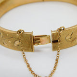 9ct Yellow Gold Floral Pattern Bangle Bracelet Vintage 1972 Birmingham