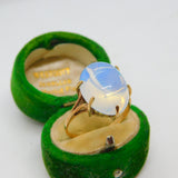 9ct Yellow Gold Cabochon Moonstone Dress Ring Vintage 1965 Birmingham