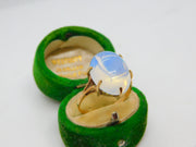 9ct Yellow Gold Cabochon Moonstone Dress Ring Vintage 1965 Birmingham
