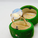 9ct Yellow Gold Cabochon Moonstone Dress Ring Vintage 1965 Birmingham