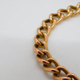 Edwardian 9ct Rose Gold Curb Link Charm Bracelet Heart Lock Clasp Antique c1910