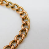 Edwardian 9ct Rose Gold Curb Link Charm Bracelet Heart Lock Clasp Antique c1910