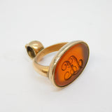 George III 9ct Gold & Carved Carnelian Monogram Intaglio Fob Seal Antique c1820