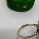 9ct White Gold Large Doublet Opal & Spinel Statement Ring Vintage c1980