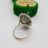 9ct White Gold Large Doublet Opal & Spinel Statement Ring Vintage c1980