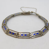 Murrle Bennett & Co Sterling Silver Blue Enamel Panel Bracelet Antique c1910