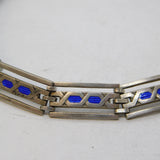 Murrle Bennett & Co Sterling Silver Blue Enamel Panel Bracelet Antique c1910