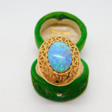 14ct Yellow Gold & Doublet Opal Dome Form Statement Ring Vintage c1970