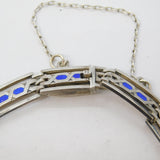 Murrle Bennett & Co Sterling Silver Blue Enamel Panel Bracelet Antique c1910