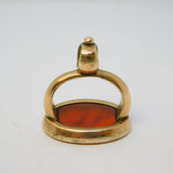 George III 9ct Gold & Carved Carnelian Monogram Intaglio Fob Seal Antique c1820