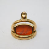 George III 9ct Gold & Carved Carnelian Monogram Intaglio Fob Seal Antique c1820