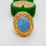 14ct Yellow Gold & Doublet Opal Dome Form Statement Ring Vintage c1970
