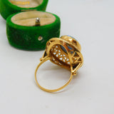14ct Yellow Gold & Doublet Opal Dome Form Statement Ring Vintage c1970