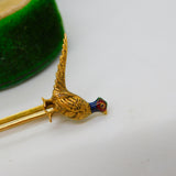 Victorian 18ct Gold & Enamel Pheasant Shooting Interest Brooch Antique c1890