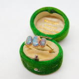 Victorian 9ct Rose Gold Three Stone Doublet Opal Dress Ring Antique c1900