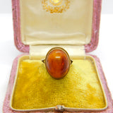 9ct Yellow Gold Cabochon Baltic Amber Signet Ring 1978 Birmingham Vintage