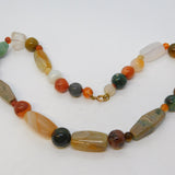 9ct Rose Gold Beaded Agate Graduating Necklace Antique c1930 Art Deco
