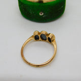 Victorian 9ct Rose Gold Three Stone Doublet Opal Dress Ring Antique c1900