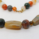 9ct Rose Gold Beaded Agate Graduating Necklace Antique c1930 Art Deco