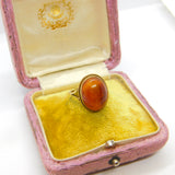 9ct Yellow Gold Cabochon Baltic Amber Signet Ring 1978 Birmingham Vintage