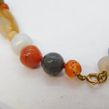 9ct Rose Gold Beaded Agate Graduating Necklace Antique c1930 Art Deco