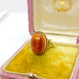 9ct Yellow Gold Cabochon Baltic Amber Signet Ring 1978 Birmingham Vintage