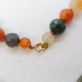 9ct Rose Gold Beaded Agate Graduating Necklace Antique c1930 Art Deco