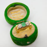 18ct Gold Modernist Set 0.2ct Diamond & Emerald Band Ring 1978 Birmingham