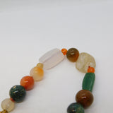 9ct Rose Gold Beaded Agate Graduating Necklace Antique c1930 Art Deco