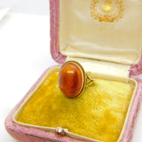 9ct Yellow Gold Cabochon Baltic Amber Signet Ring 1978 Birmingham Vintage