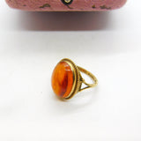 9ct Yellow Gold Cabochon Baltic Amber Signet Ring 1978 Birmingham Vintage