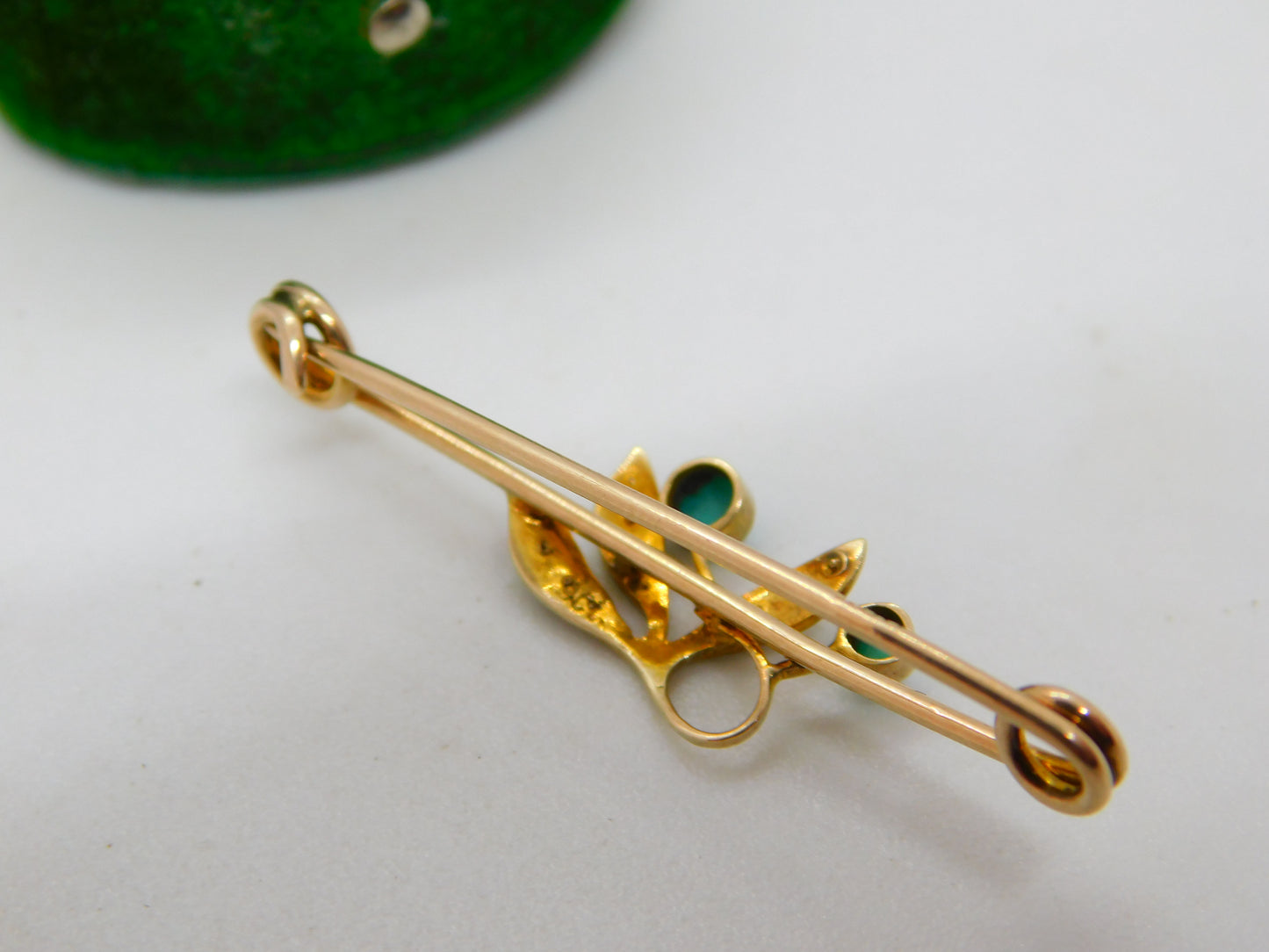 Victorian 9ct Yellow Gold, Seed Pearl & Turquoise Floral Sweetheart Brooch c1890