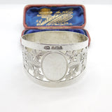 Edwardian Sterling Silver Shamrock Pattern Napkin Ring 1902 Sheffield G. Wish