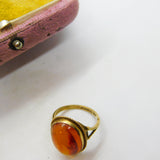 9ct Yellow Gold Cabochon Baltic Amber Signet Ring 1978 Birmingham Vintage