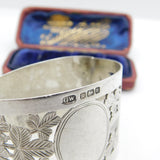 Edwardian Sterling Silver Shamrock Pattern Napkin Ring 1902 Sheffield G. Wish